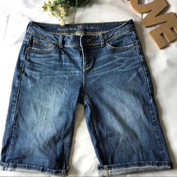 Vera Vera Wang Denim Bermuda Shorts - Picture 1 of 5